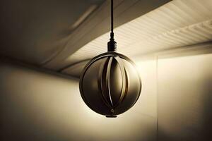 een hanger licht hangende van de plafond. ai-gegenereerd foto