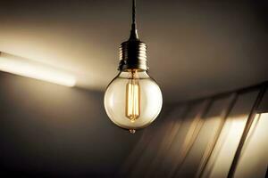 een licht lamp hangende van een plafond. ai-gegenereerd foto