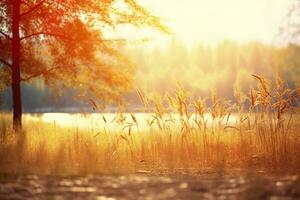 kunst herfst zonnig natuur achtergrond. generatief ai foto