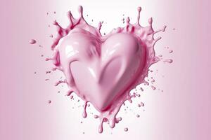 roze hart vorm melk plons, romantisch voedsel symbool voor valentijnsdag dag, ai generatief foto