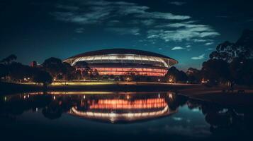 nacht visie van de Adelaide ovaal. generatief ai foto