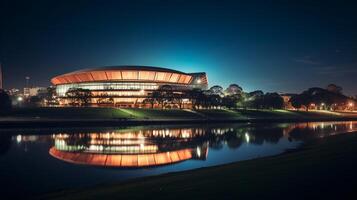 nacht visie van de Adelaide ovaal. generatief ai foto