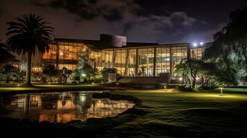 nacht visie van nairobi nationaal museum. generatief ai foto