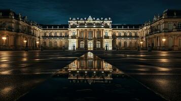 nacht visie van Versailles paleis. generatief ai foto