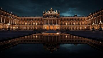 nacht visie van Versailles paleis. generatief ai foto