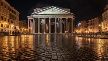 nacht visie van pantheon. generatief ai foto