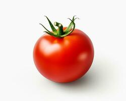 foto van tomaat geïsoleerd Aan wit achtergrond. generatief ai