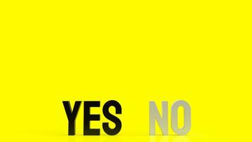 de Ja en Nee voor keuze Aan geel achtergrond concept 3d weergave. foto