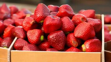 vers geplukt rood slang fruit van tuin geplaatst in de dozen. generatief ai foto