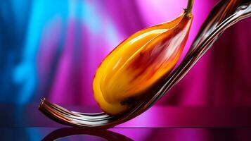 foto van vanille fruit voor de helft tegen een kleurrijk abstract achtergrond. generatief ai