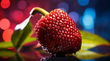 foto van rood slang fruit voor de helft tegen een kleurrijk abstract achtergrond. generatief ai
