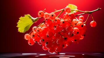 foto van rood bes fruit voor de helft tegen een kleurrijk abstract achtergrond. generatief ai