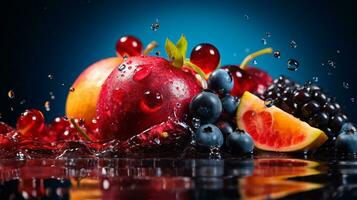 foto van mombin fruit voor de helft tegen een kleurrijk abstract achtergrond. generatief ai