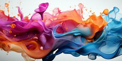 abstract kleurrijk grafisch beweging Aan achtergrond, creatief golven van helling kleur rook en vloeistof foto
