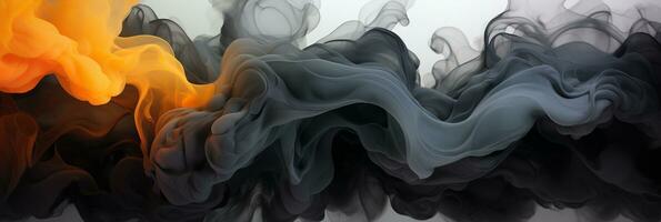 abstract grafisch beweging Aan achtergrond, creatief golven van zwart rook, ai generatief foto