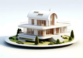 3d huis model- Aan wit achtergrond foto