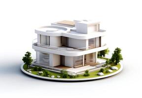 3d huis model- Aan wit achtergrond foto