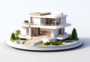 3d huis model- Aan wit achtergrond foto