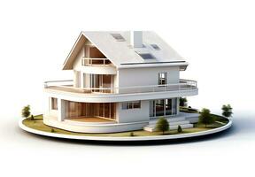 3d huis model- Aan wit achtergrond foto