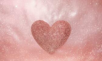 stralend roze hart drijft tegen een romantisch achtergrond. ai generatief foto