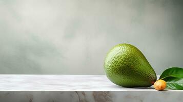 foto van avocado Aan een minimalistische tafel. generatief ai