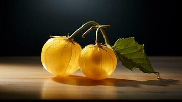 foto van groundcherry Aan een minimalistische tafel. generatief ai