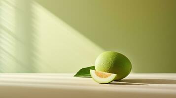 foto van honingdauw Aan een minimalistische tafel. generatief ai