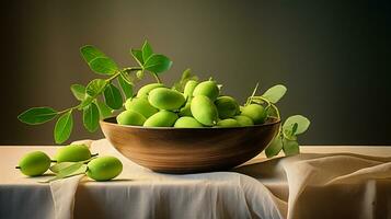 foto van moringa Aan een minimalistische tafel. generatief ai