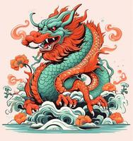 dierenriem teken, jaar van de draak. Chinese draak.geschiedenis en cultuur. Aziatisch kunst. oude China. ai generatief foto