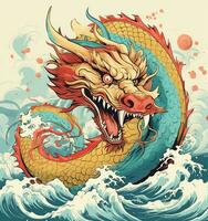 dierenriem teken, jaar van de draak. Chinese draak.geschiedenis en cultuur. Aziatisch kunst. oude China. ai generatief foto