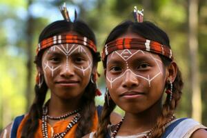 portret van inheems stam mensen. generatief ai foto