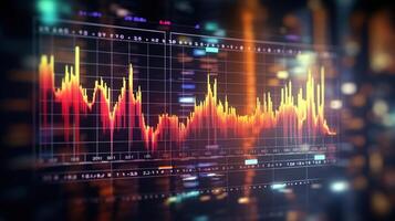 generatief ai, voorraad markt tabel lijnen, financieel diagram Aan technologie abstract achtergrond staan voor financieel crisis, financieel ineenstorting. technologie concept, handel markt concept. foto