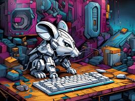 computer gaming robot met muis foto