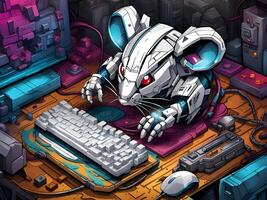 computer gaming robot met muis foto