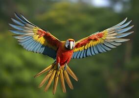 vliegend ara, mooi vogel. generatief ai foto