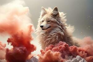 abstract wolf met complex beweging en vaag kleur, generatief ai illustratie foto