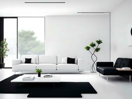 minimalistische interieur ontwerp van modern leven kamer. ai genereren foto