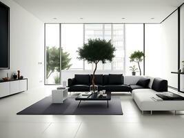 minimalistische interieur ontwerp van modern leven kamer. ai genereren foto