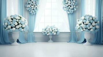 klassiek blauw bruiloft achtergrond, generatief ai foto