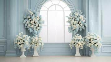 modern blauw bruiloft achtergrond, generatief ai foto