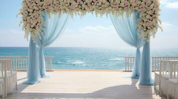 pastel blauw lucht bruiloft, generatief ai foto