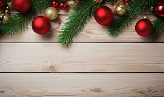 Kerstmis kader grens houten achtergrond ai gegenereerd foto