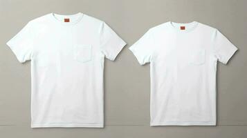 een t-shirt mockup met een voorkant zak- detail, geven een klassiek en gewoontjes Look, ai gegenereerd foto