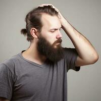 een Mens met een baard. baard dag. wereld vakantie. ai gegenereerd. foto