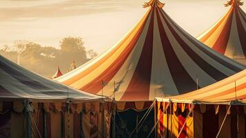 circus tent, carnaval tent Bij de amusement park. generatief ai foto