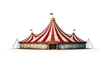 circus tent, carnaval tent geïsoleerd Aan wit achtergrond. generatief ai foto