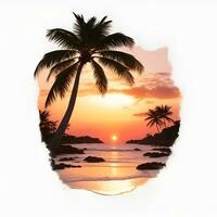 afbeeldingen van stranden Bij zonsondergang, voor t-shirts, zomer advertenties en affiches, ai gegenereerd foto
