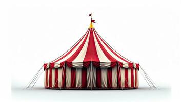 circus tent, carnaval tent geïsoleerd Aan wit achtergrond. generatief ai foto