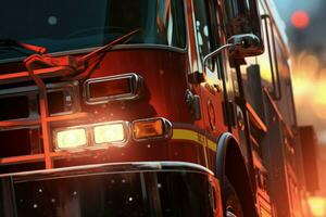urgentie impliceert brand noodgeval vrachtwagen. genereren ai foto