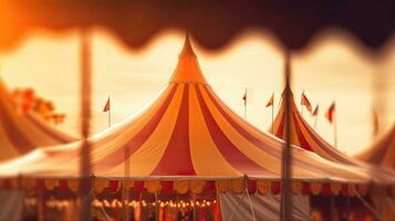 circus tent, carnaval tent Bij de amusement park. generatief ai foto